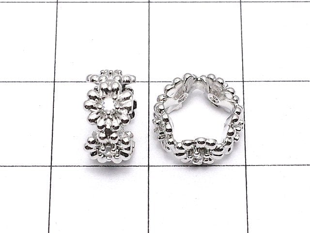 Metallteile Rondelle 10x10x5mm silberfarben (mit CZ) 2 Stück