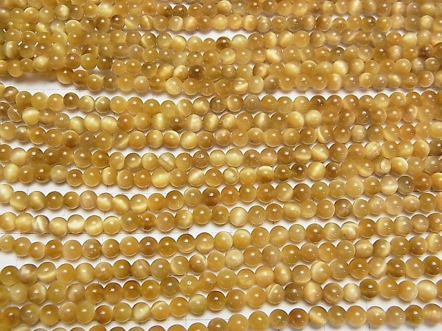 Goldener Tigerauge AA++ rund 4,5mm 1 Strang Perlen (ca. 15 Zoll/37 cm)