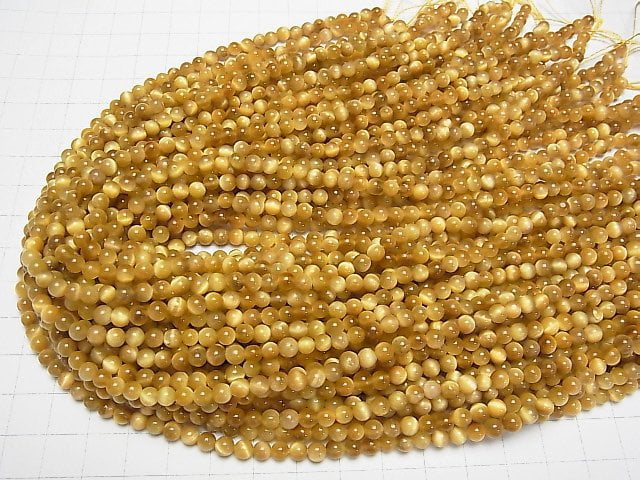 Goldener Tigerauge AA++ rund 4,5mm 1 Strang Perlen (ca. 15 Zoll/37 cm)