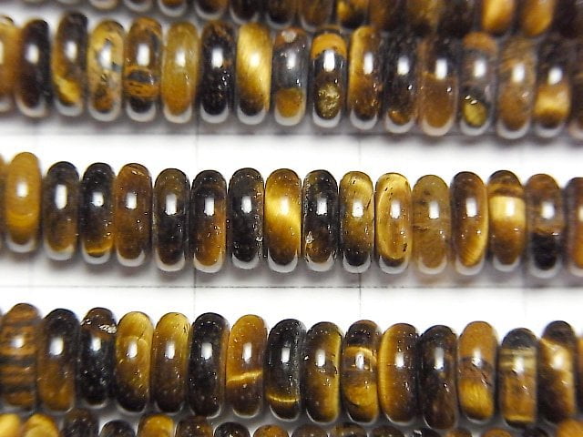 黃虎眼石切角圓珠 6x6x2毫米 1串珠子 (約15英寸/37厘米)