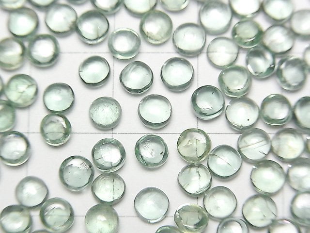高品質綠柱石 AAA 圓形素面蛋面 4x4毫米 5顆
