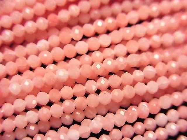 高品質!粉色珊瑚(染色)刻面圓珠 2mm 1串珠(約 15 英寸/37 公分)
