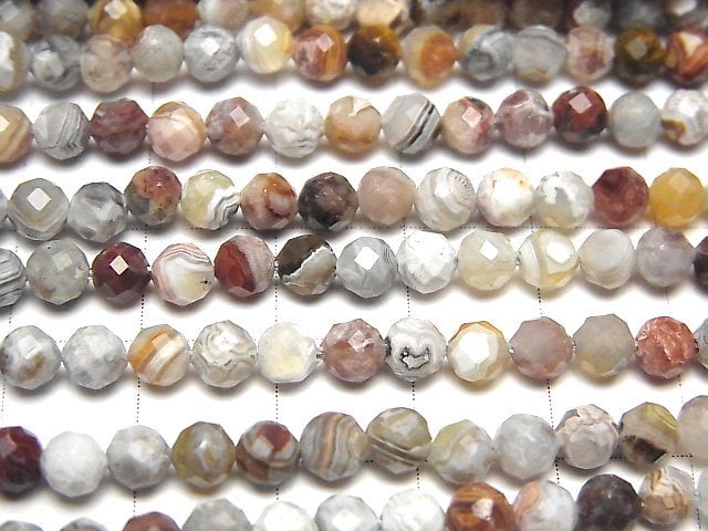 High Quality! Laguna Lace Agate Faceted Round 4mm 1strand beads (aprx.15inch/36cm)