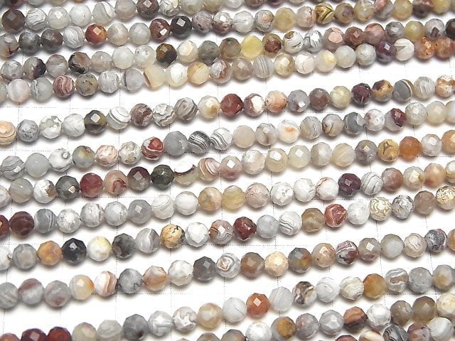 High Quality! Laguna Lace Agate Faceted Round 4mm 1strand beads (aprx.15inch/36cm)