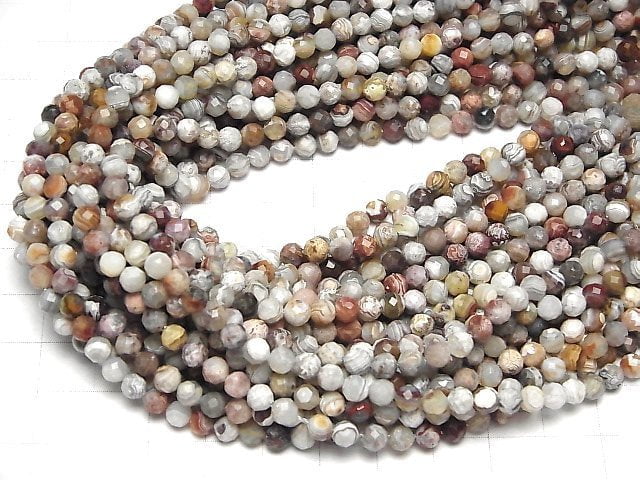 High Quality! Laguna Lace Agate Faceted Round 4mm 1strand beads (aprx.15inch/36cm)