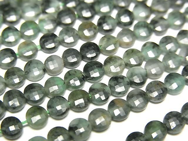 高品質!巴西祖母綠 AA+ 刻面圓形 4x4x2mm 半串或 1 串珠(約 15 英寸/36 厘米)