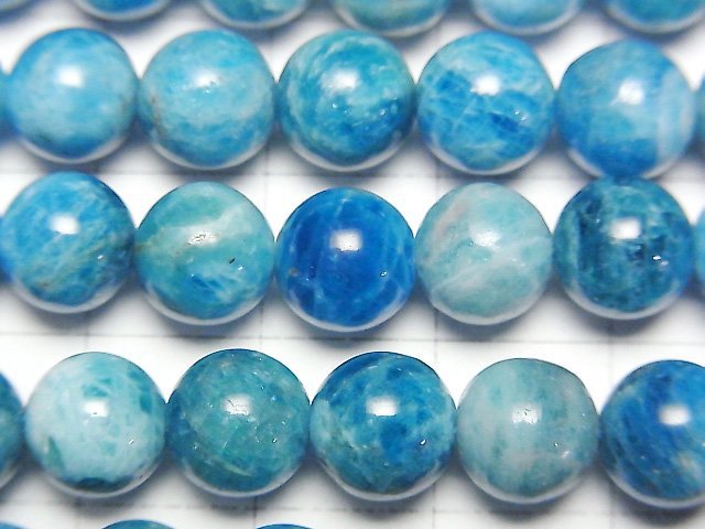 馬達加斯加藍磷灰石 AA+ 圓珠 8mm 一串珠子 (約15英吋/36公分)
