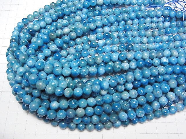Madagaskar Blauer Apatit AA+ Rund 8mm 1Strang Perlen (ca. 15 Zoll/36 cm)