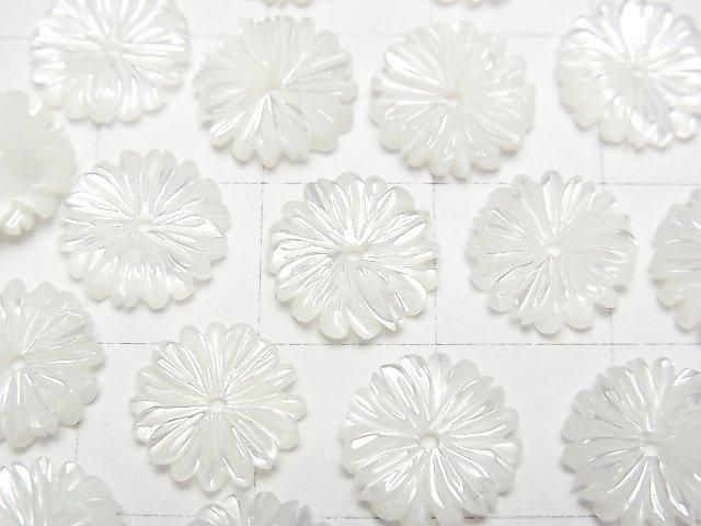 珍珠貝母白色雛菊10毫米中孔4顆