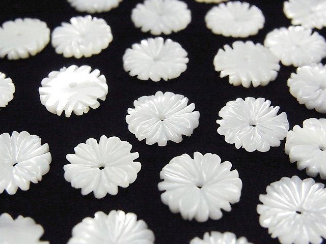 珍珠貝母白色雛菊10毫米中孔4顆