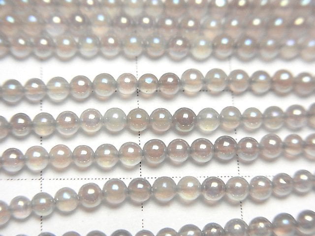 閃光灰瑪瑙圓珠 2mm 1串(約14英吋/34公分)