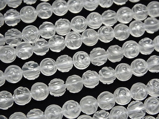 Milky Quartz AAA Round Rose Cut 8mm half or 1strand beads (aprx.14inch/34cm)