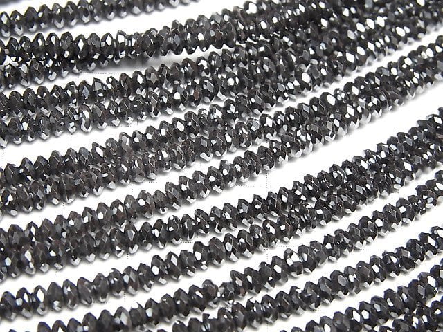 Hochwertig! Hämatit Facettierte Knopf Rondelle 4x4x1.5mm 1Strang Perlen (ca. 15inch/38cm)