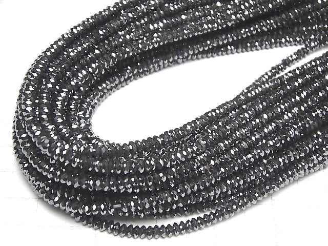 Hochwertig! Hämatit Facettierte Knopf Rondelle 4x4x1.5mm 1Strang Perlen (ca. 15inch/38cm)