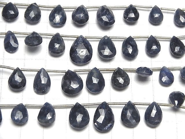 Blauer Saphir AA++ Birnenform Facettierte Briolette halbe oder 1Strang Perlen (16Stk)