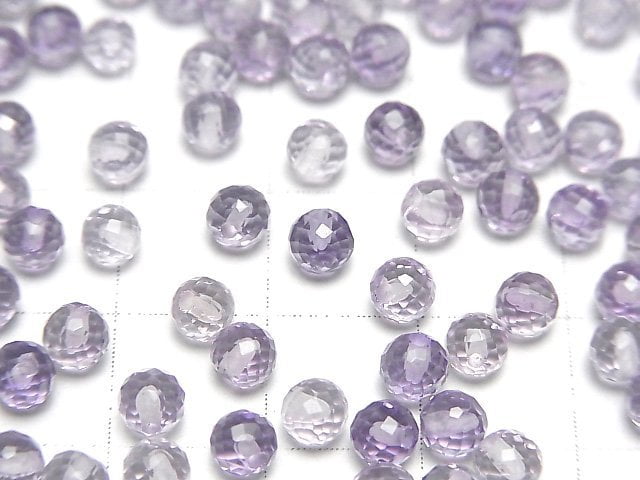 高品質 紫水晶 AAA 半孔 刻面圓珠 4mm 10顆