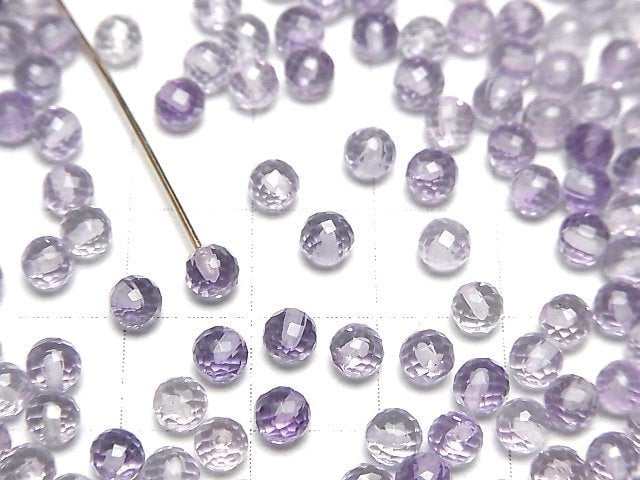 Hochwertiger Amethyst AAA halb durchbohrter facettierter runder 4mm 10Stücke