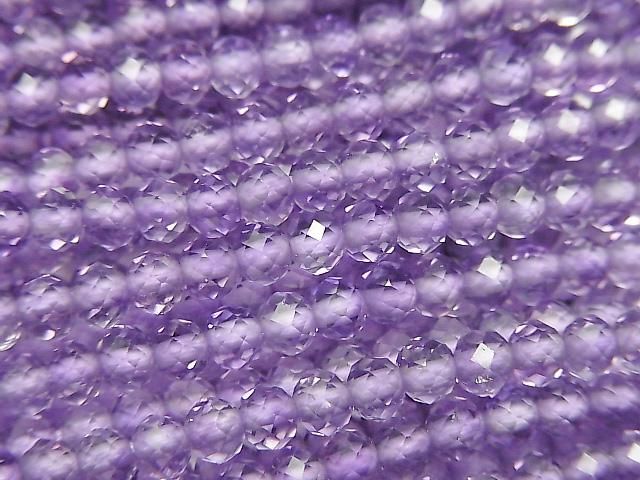 高品質紫水晶 AAA 半刻面圓珠 4毫米 1串 (約13英吋/32公分)高品質!