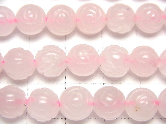 粉晶 AA++ 圓形玫瑰切割 8mm 半串或一串珠子 (約15英吋/38公分)