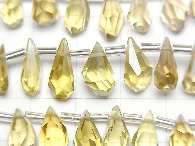 高品質啤酒水晶石英 AAA - 梨形刻面不規則刻面墜飾 1 串珠(18 顆)