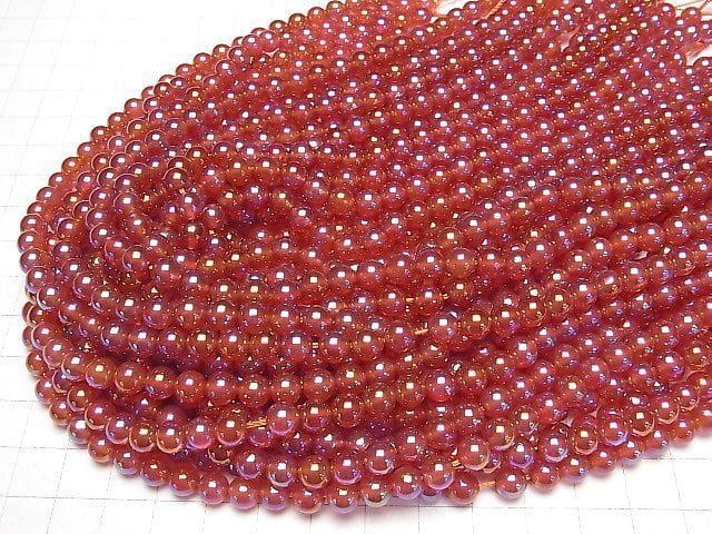 Flash Red Achat runde 6mm 1strang Perlen (ca. 14 Zoll/35 cm)