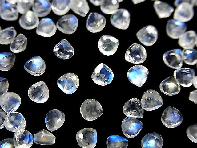 高品質彩虹月光石 AAA 級 栗子刻面 4x4mm 5顆