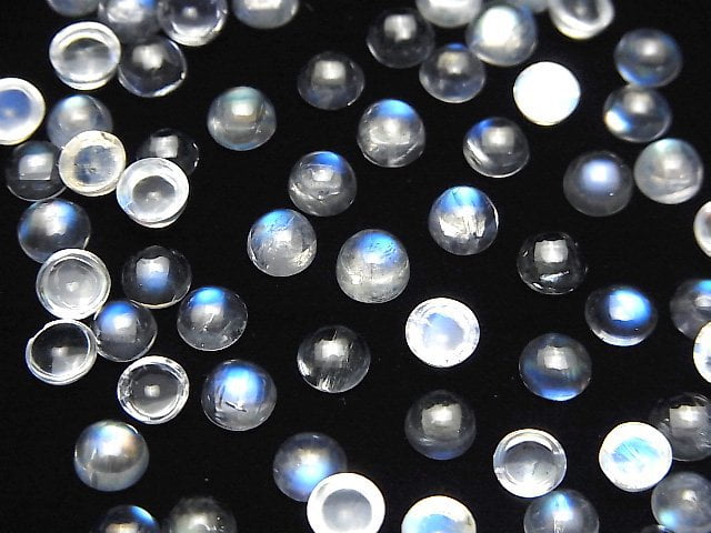 Hochwertiger Regenbogen-Moonstone AAA Runde Cabochon 5x5mm 3 Stück