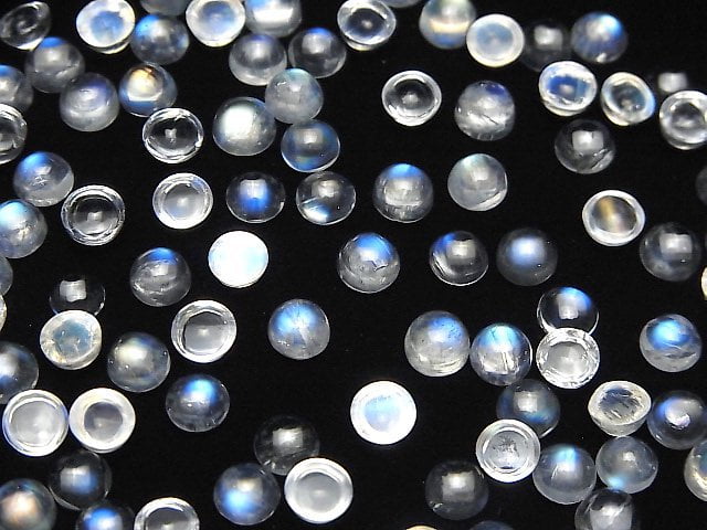 Hochwertiger Regenbogen-Moonstone AAA Runde Cabochon 5x5mm 3 Stück