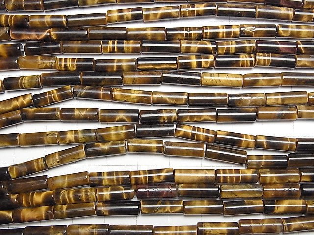 Gelber Tigerauge AA++ Rohr 13x4x4mm 1 Strang Perlen (ca. 15 Zoll/37 cm)
