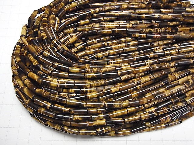 Gelber Tigerauge AA++ Rohr 13x4x4mm 1 Strang Perlen (ca. 15 Zoll/37 cm)
