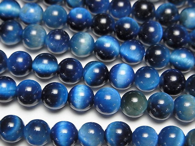 藍色虎眼石 AA++ 圓珠 6mm 一串 (約15英吋/37公分)