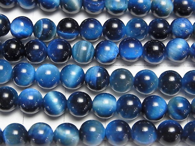 藍色虎眼石 AA++ 圓珠 6mm 一串 (約15英吋/37公分)