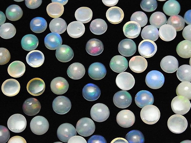 Hochwertiger Äthiopischer Opal AA++ Rund Cabochon 6x6mm 5 Stück