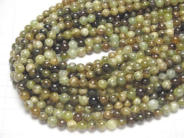 Grüner Granat AA Rund 6.5mm 1 Strang Perlen (ca. 15 Zoll/37 cm)