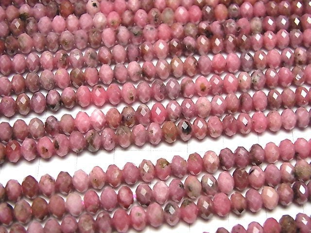Hochwertig! Rhodonit AA facettierte Knopf Rondelle 5.5x5.5x3.5mm 1 Strang Perlen (ca. 15 Zoll/37 cm)