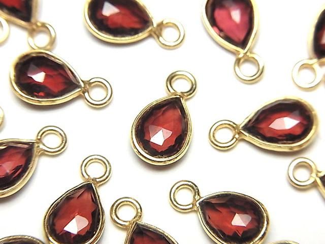 高品質石榴石 AAA 包鑲梨形 7x5mm 玫瑰切割 18KGP 2顆