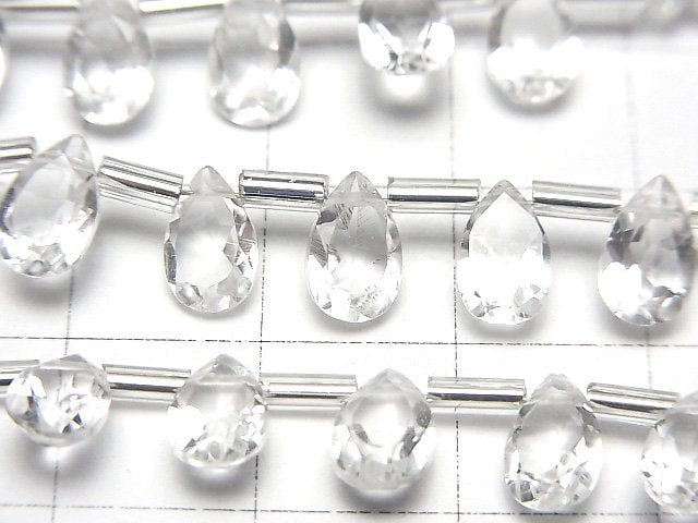 高品質刻面水晶 AAA 梨形 8x5mm 半串或 1 串珠子 (28 顆)