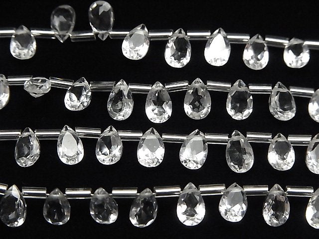 Hochwertiger Kristall AAA Birnenform facettiert 8x5mm halbe oder 1Strang Perlen (28 Stück)