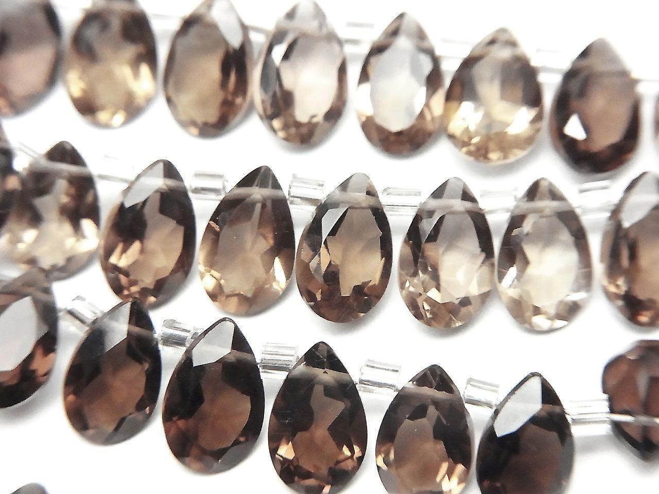 Quartz Fumé de Haute Qualité AAA, Forme Poire Facettée 8x5mm, demi ou 1 rang de perles (28 pièces)