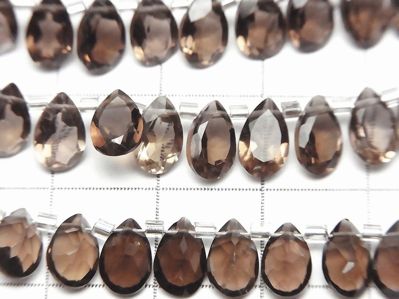 Quartz Fumé de Haute Qualité AAA, Forme Poire Facettée 8x5mm, demi ou 1 rang de perles (28 pièces)
