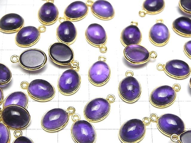 Hochwertiger Amethyst AAA- Zargenfassung oval 9x7mm 18KGP 2 Stück