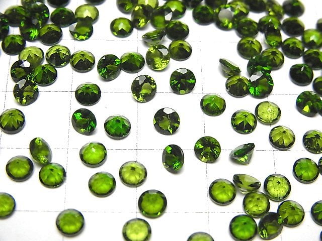 Hochwertiger Chromdiopsid AAA lose Steine rund facettiert 4x4mm 5 Stück
