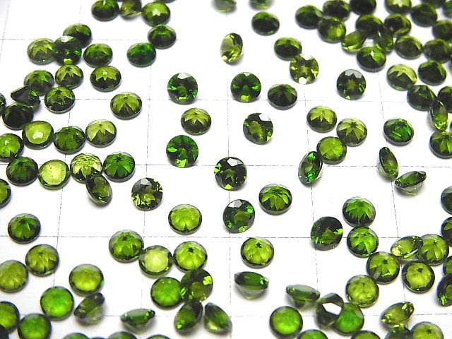Hochwertiger Chromdiopsid AAA lose Steine rund facettiert 4x4mm 5 Stück