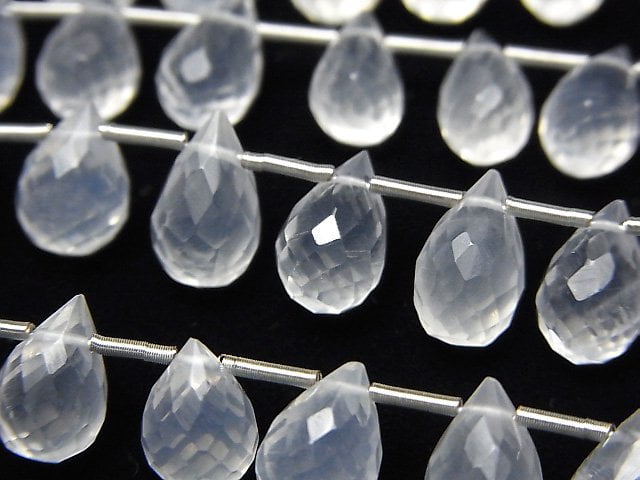 Crystal Quartz, Drop, Faceted Briolette Gemstone Beads