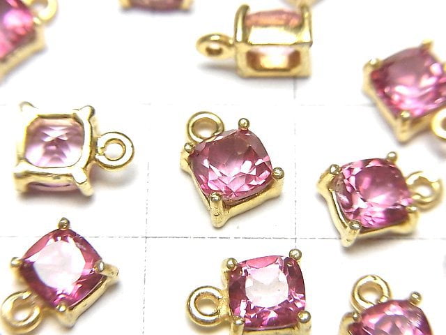 高品質粉色拓帕石 AAA 包鑲方形切面 5x5mm 18KGP 1件