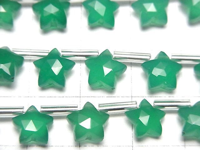 高品質綠瑪瑙 AAA 刻面星星 8x8mm 1串珠子(8顆)