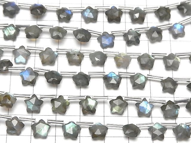 Hochwertiger Labradorit AA++ facettierter Stern 8x8mm 1 Strang Perlen (8 Stück)