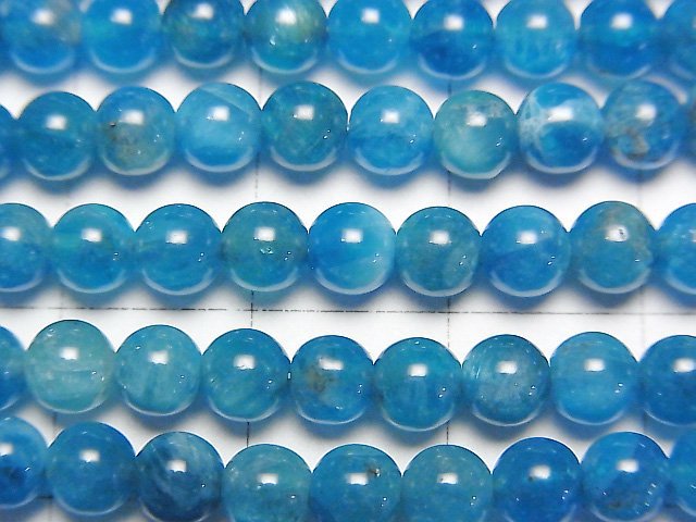 藍磷灰石 AA++ 圓珠 4mm 一串 (約15英吋/37公分)