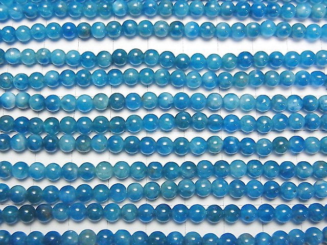 Blauer Apatit AA++ rund 4mm 1 Strang Perlen (ca. 15 Zoll/37 cm)