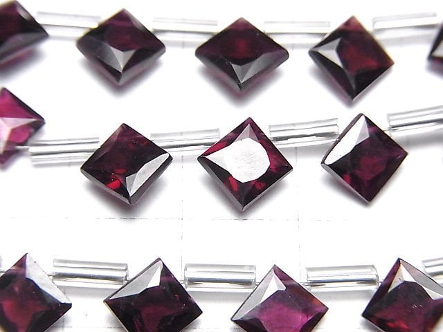高品質粉紫石榴石 AAA 鑽石公主切割 8x8mm 1 串珠子 (8 顆)
